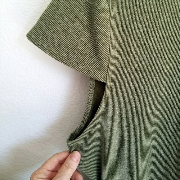 TopShop Short-Sleeve Maxi Dress Size 14 Moss / Olive Green Color Stretch Fabric - Picture 7 of 14